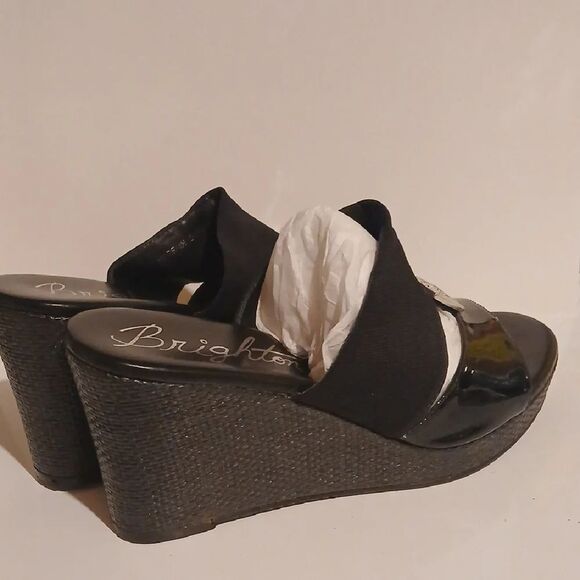 Brighton Black Patent Leather Mules with Silver Accents - Picture 3 of 7